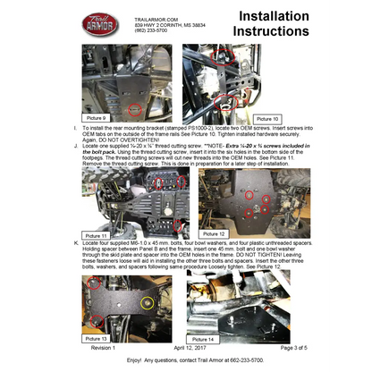 Trail Armor Sportsman 850/850 SP/1000 XP Scrambler 850/1000 XP Sportsman 850 Highlifter Sportsman XP 1000 High Lifter
