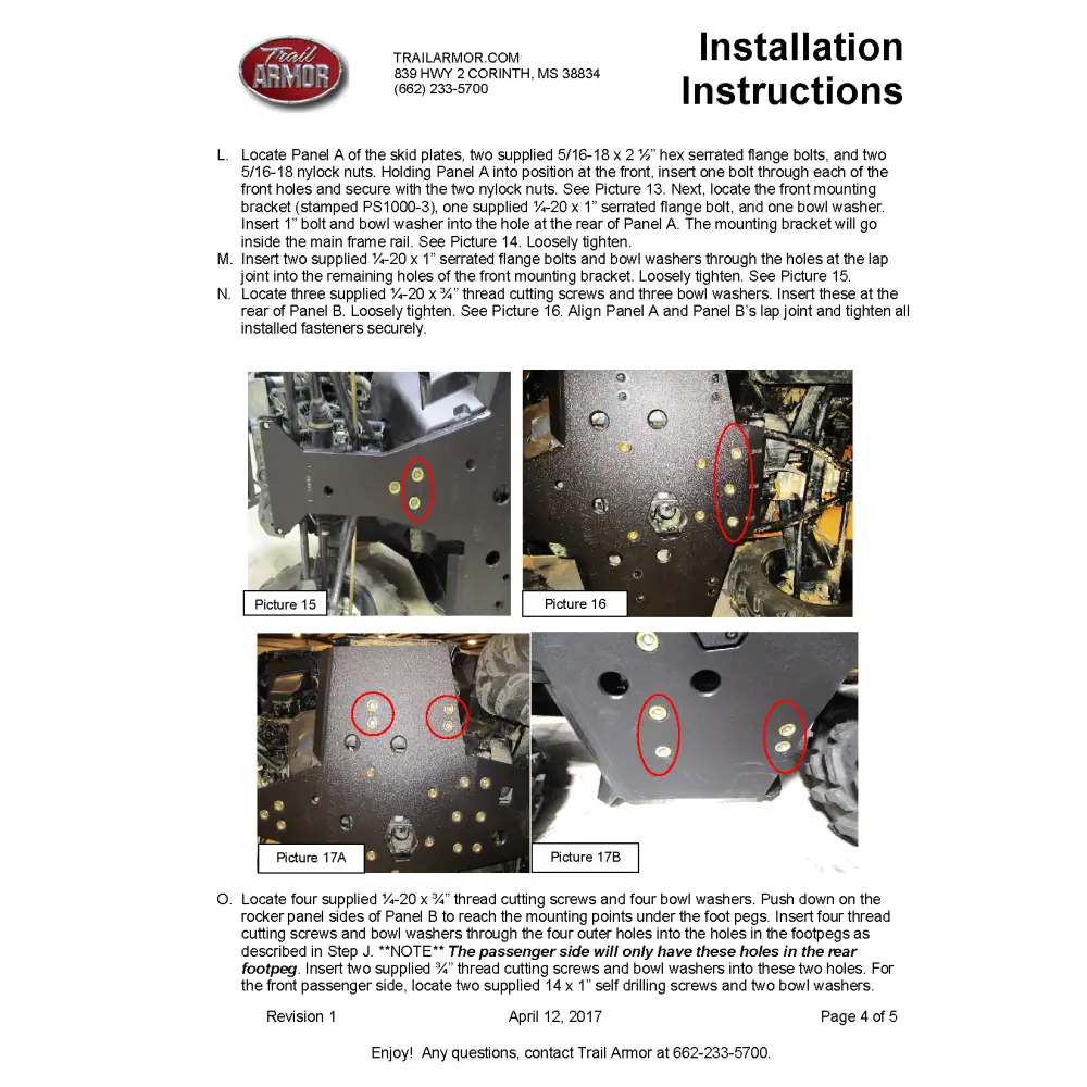 Trail Armor Sportsman 850/850 SP/1000 XP Scrambler 850/1000 XP Sportsman 850 Highlifter Sportsman XP 1000 High Lifter