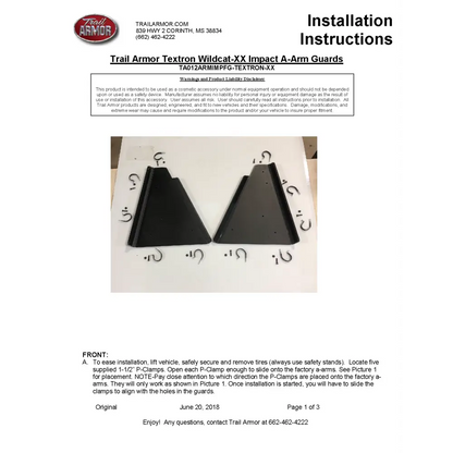 Trail Armor Textron Wildcat XX and Tracker XTR 1000 iMpact Front A-Arm Guards - A-Arm Guards