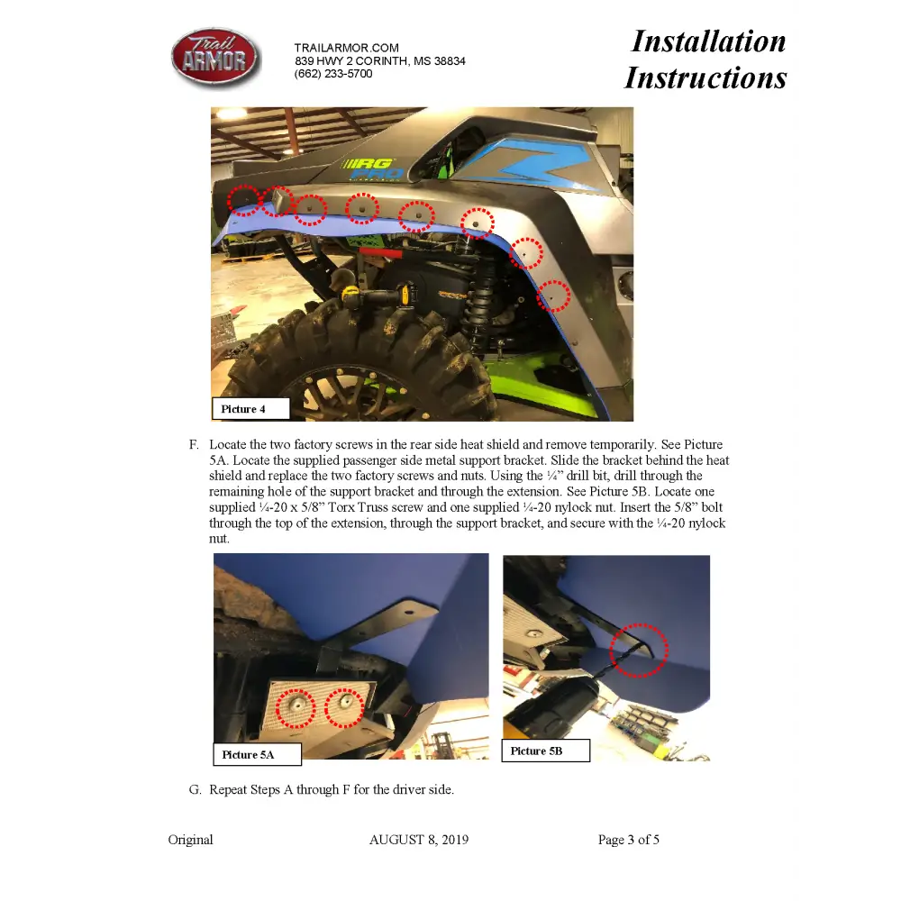 Trail Armor Textron Wildcat XX and Tracker XTR 1000 Mud Flap Fender Extensions 2018 - 2021 - Mudshields