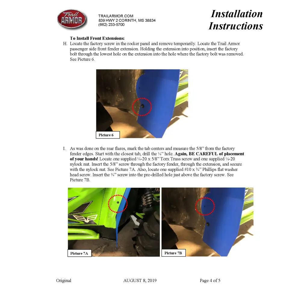 Trail Armor Textron Wildcat XX and Tracker XTR 1000 Mud Flap Fender Extensions 2018 - 2021 - Mudshields