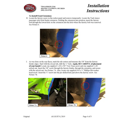 Trail Armor Textron Wildcat XX and Tracker XTR 1000 Mud Flap Fender Extensions 2018 - 2021 - Mudshields