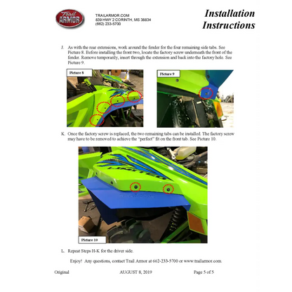 Trail Armor Textron Wildcat XX and Tracker XTR 1000 Mud Flap Fender Extensions 2018 - 2021 - Mudshields