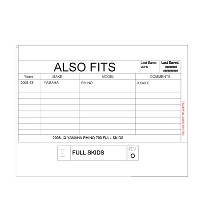 Trail Armor Yamaha Rhino 700 Full Skids with Slider Nerfs 2008 - 2013 - Skid Plates