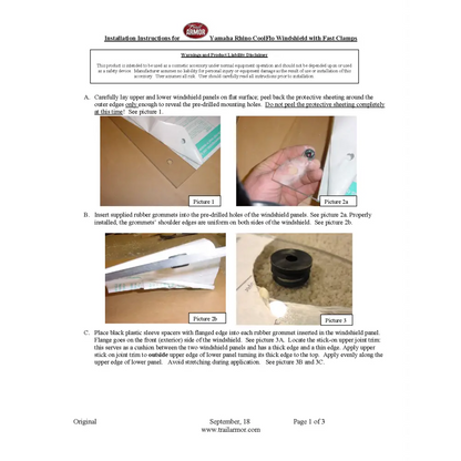 Trail Armor Yamaha Rhino CoolFlo Windshield with Fast Clamps - Windshields