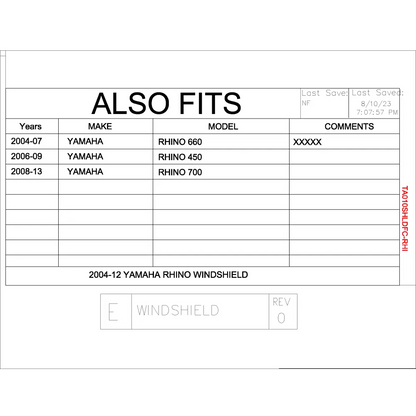 Trail Armor Yamaha Rhino CoolFlo Windshield with Fast Clamps - Windshields