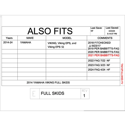 Trail Armor Yamaha Viking 700 Viking EPS Viking EPS SE Full Skids with Integrated Sliders 2014 - 2024 - Skid Plates