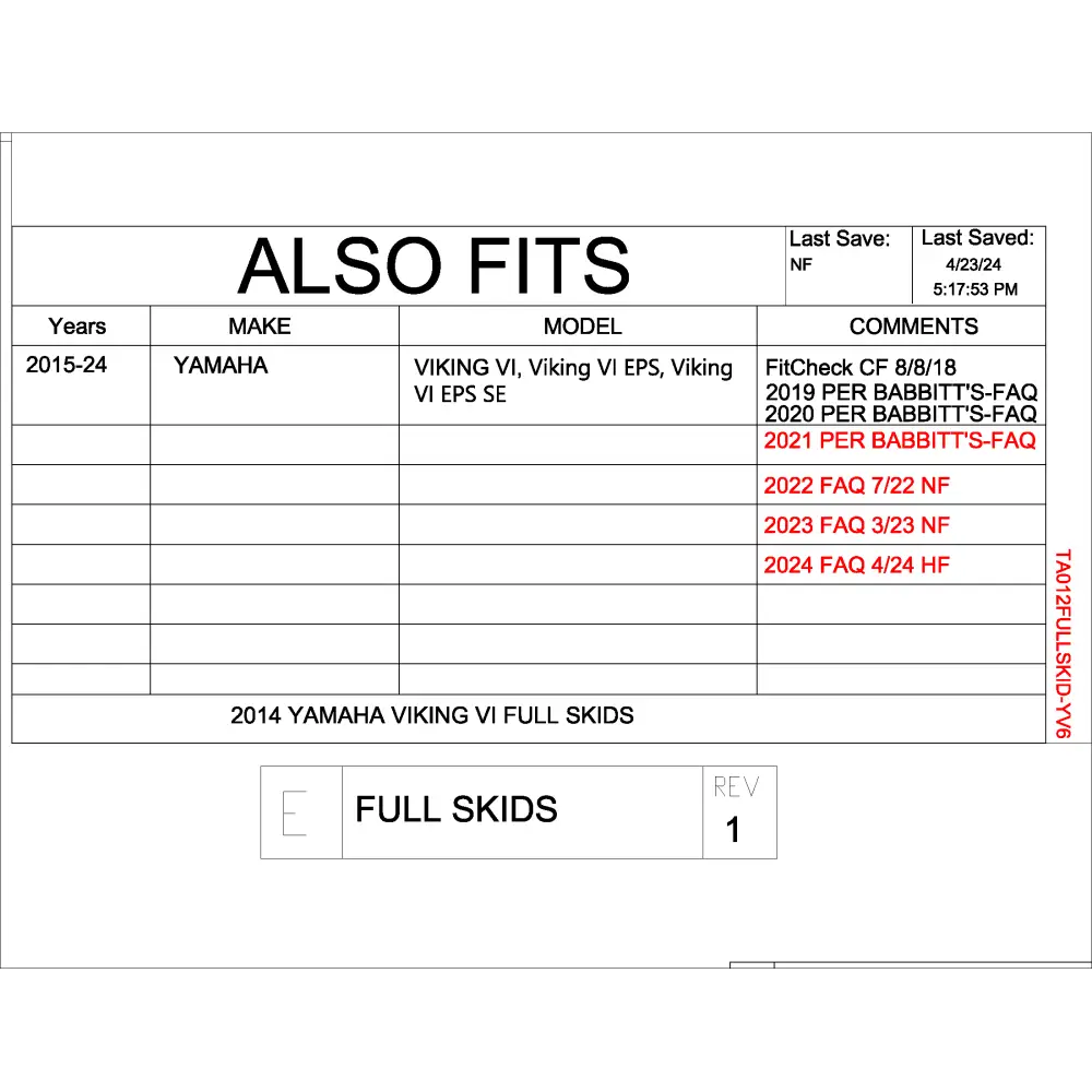 Trail Armor Yamaha Viking VI Viking VI EPS Viking VI EPS SE Full Skids with Integrated Sliders 2014 - 2024 - Skid Plates