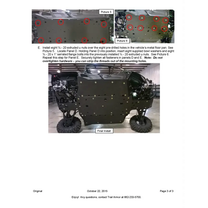 Trail Armor Yamaha Wolverine Wolverine R-Spec and Wolverine R-Spec EPS Full Skids with Slider Nerfs 2016 - 2018 - Skid