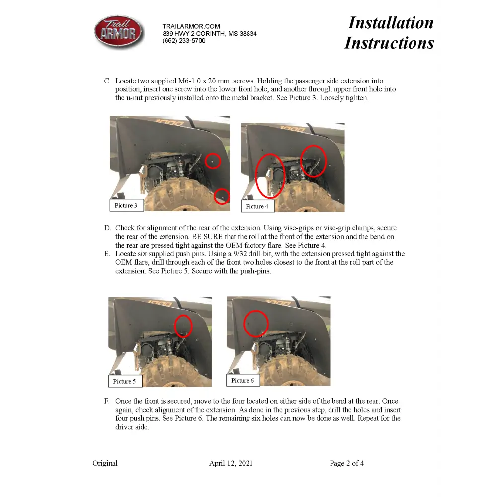 Trail Armor Yamaha Wolverine RMAX 4 Mud Flap Fender Extensions 2021 - 2024 - Mudshields