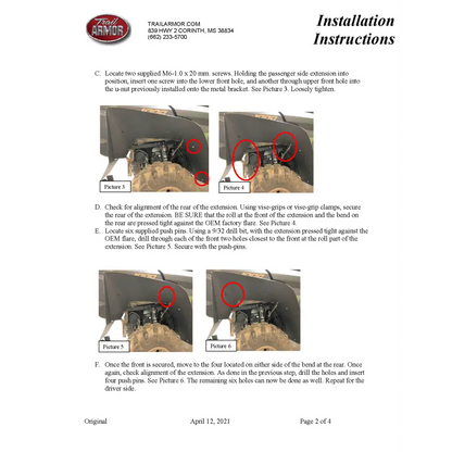 Trail Armor Yamaha Wolverine RMAX 4 Mud Flap Fender Extensions 2021 - 2024 - Mudshields