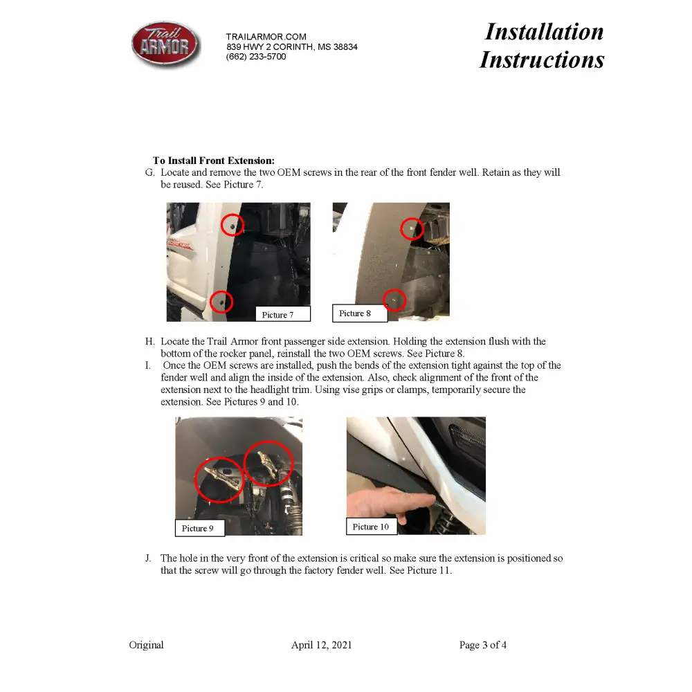 Trail Armor Yamaha Wolverine RMAX 4 Mud Flap Fender Extensions 2021 - 2024 - Mudshields