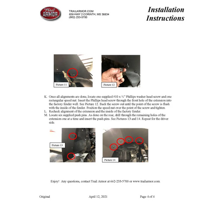 Trail Armor Yamaha Wolverine RMAX 4 Mud Flap Fender Extensions 2021 - 2024 - Mudshields