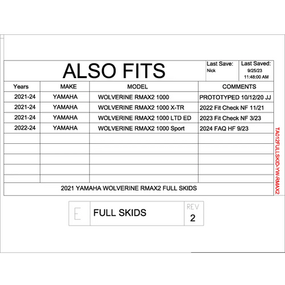 Trail Armor Yamaha Wolverine RMAX2 RMAX2 1000 X-TR RMAX2 1000 LT Edition RMAX2 1000 Sport Full Skids - Skid Plates