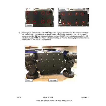 Trail Armor Yamaha WolverineYamaha Wolverine X2 850 (2019 - 2022) X2 850 R-Spec (2019 - 2024) X2 850 EPS (2020) X2 850