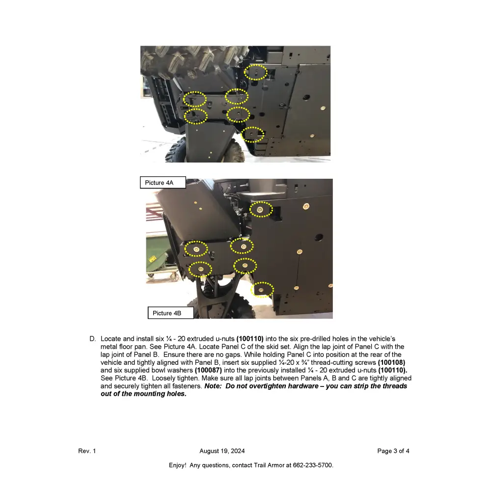 Trail Armor Yamaha WolverineYamaha Wolverine X2 850 (2019 - 2022) X2 850 R-Spec (2019 - 2024) X2 850 EPS (2020) X2 850