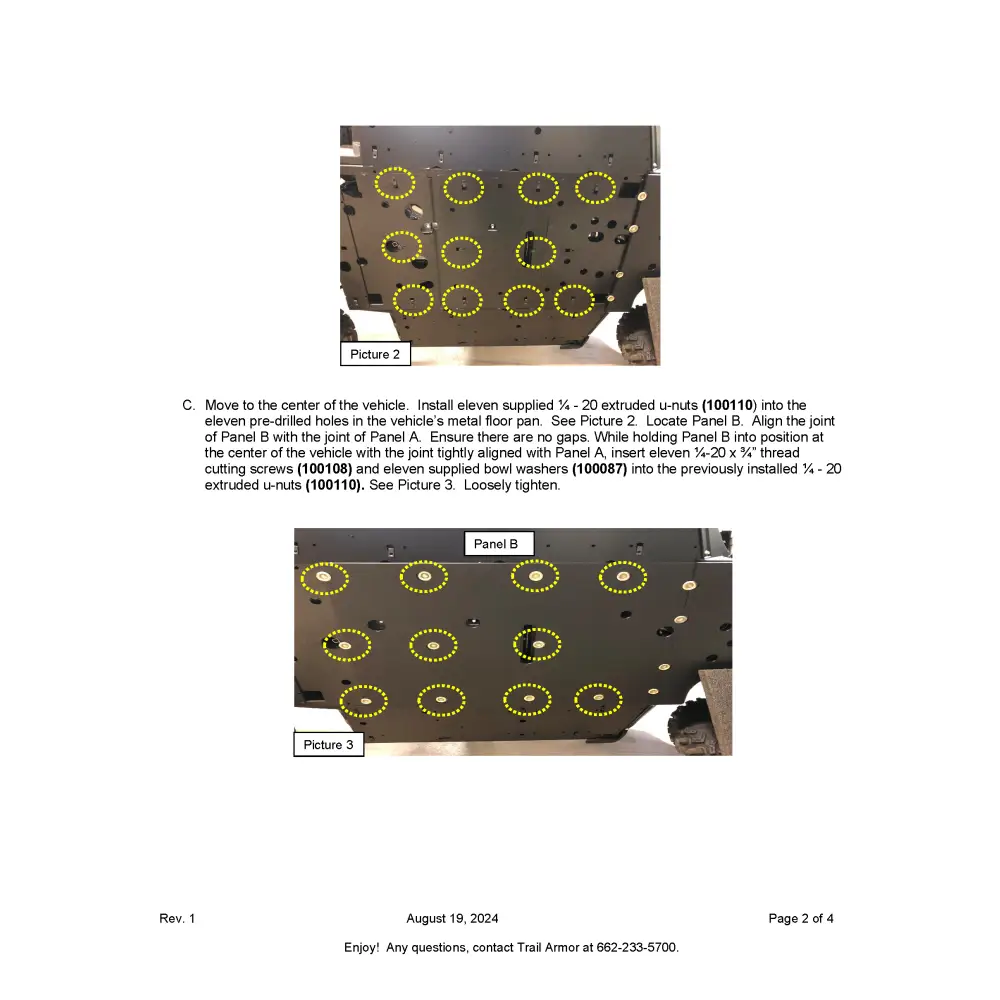 Trail Armor Yamaha WolverineYamaha Wolverine X2 850 (2019 - 2022) X2 850 R-Spec (2019 - 2024) X2 850 EPS (2020) X2 850