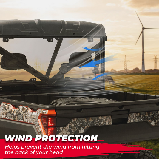 Transparent Clear Rear Windshield for Polaris Ranger 2015-2023