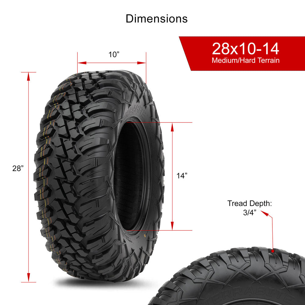 Tusk Terrabite® Radial Tire 28x10-14 Medium/Hard Terrain - Tire