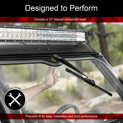 Tusk UTV Full Glass Windshield With Vent and 12’’ Windshield Wiper | Can Am Commander / Can Am Maverick - Glass Front