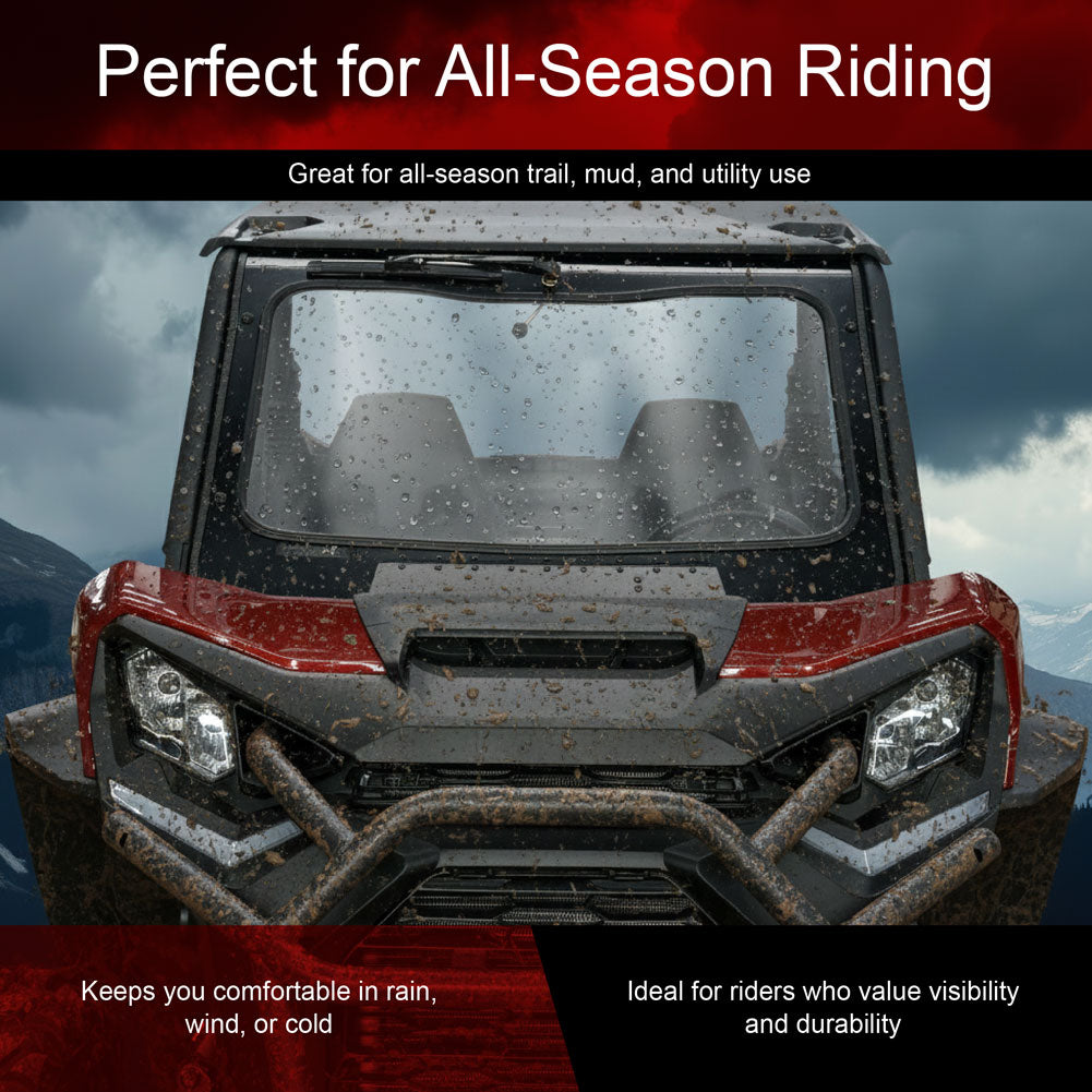Tusk UTV Full Glass Windshield With Vent and 12’’ Windshield Wiper | Can Am Commander / Can Am Maverick - Glass Front