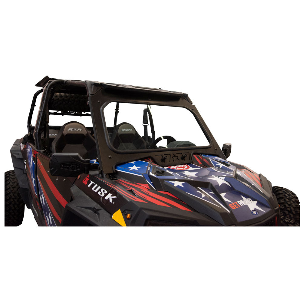 Tusk UTV Full Glass Windshield With Vent and 12’’ Windshield Wiper - Polaris RZR XP - Glass Front Windshield