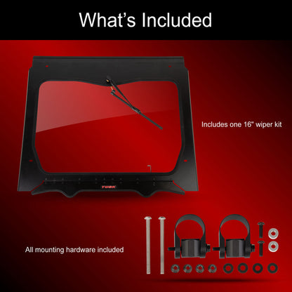 Tusk UTV Full Glass Windshield With Vent and 16’’ Windshield Wiper - Polaris RZR Pro R - Glass Front Windshield