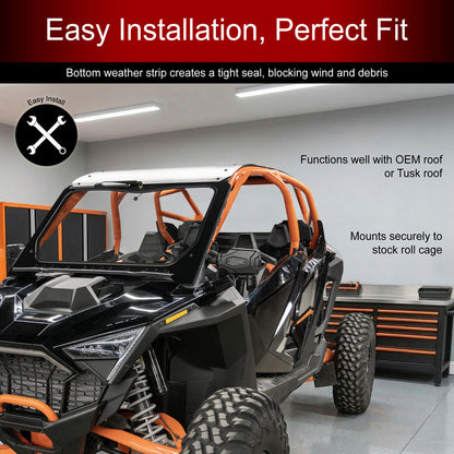 Tusk UTV Full Glass Windshield With Vent and 16’’ Windshield Wiper - Polaris RZR Pro R - Glass Front Windshield