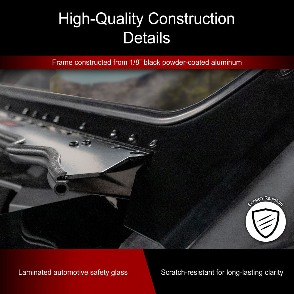 Tusk UTV Full Glass Windshield With Vent and 16’’ Windshield Wiper - Polaris RZR Pro R - Glass Front Windshield