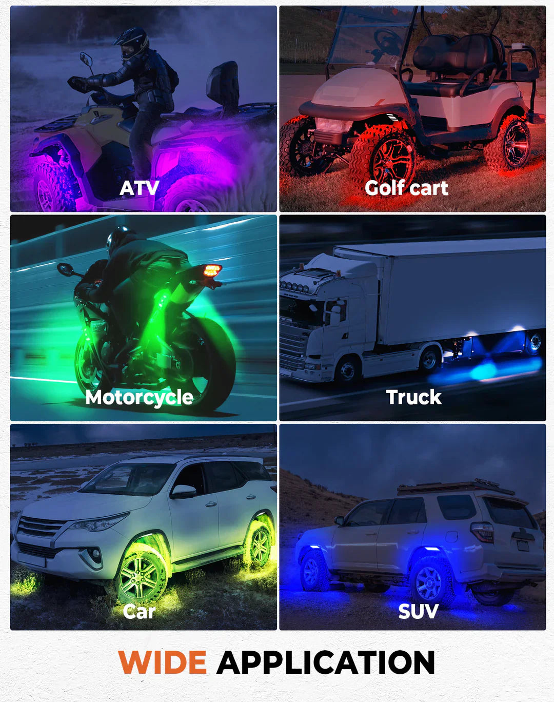 Universal 8 Pods RGB Rock Light Kit For UTV ATV Jeep Truck SUV Car
