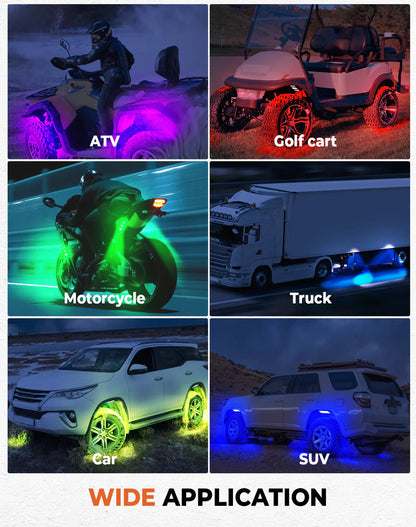 Universal 8 Pods RGB Rock Light Kit For UTV ATV Jeep Truck SUV Car