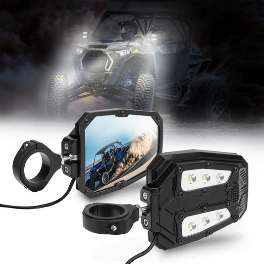 Universal Side Mirror with LED Spot Light for 1.75’’ - 2’’ Roll Cage