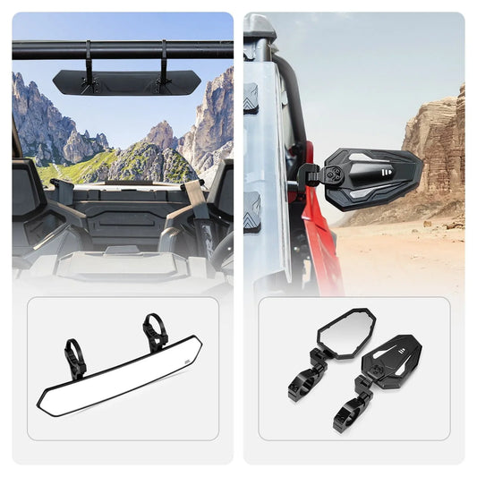 UTV 1.65’’-2’’ Rear View Mirror & 1.75’’-2’’ Adjustable Side Mirror