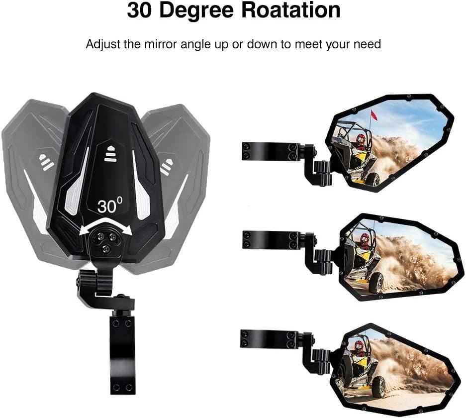 UTV 1.65’’-2’’ Rear View Mirror & 1.75’’-2’’ Adjustable Side Mirror
