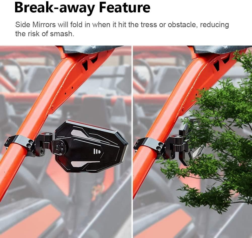 UTV 1.65’’-2’’ Rear View Mirror & 1.75’’-2’’ Adjustable Side Mirror