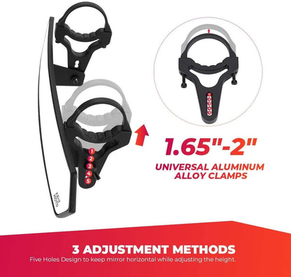 UTV 1.65’’-2’’ Rear View Mirror & 1.75’’-2’’ Adjustable Side Mirror