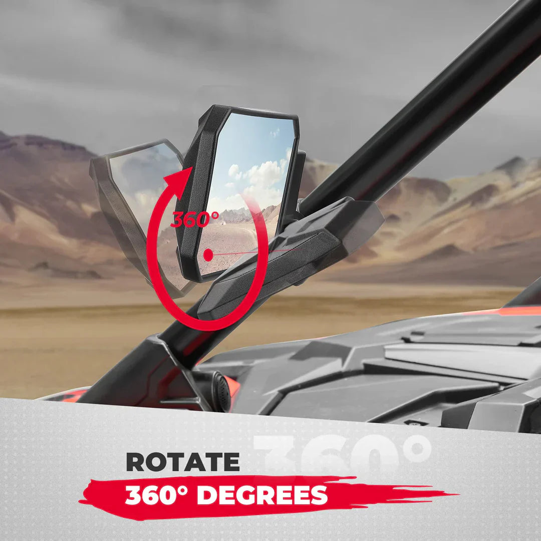 UTV Adjustable & Breakaway Rearview Side Mirrors with 1.6’’ to 2’’ Roll Bar Cage
