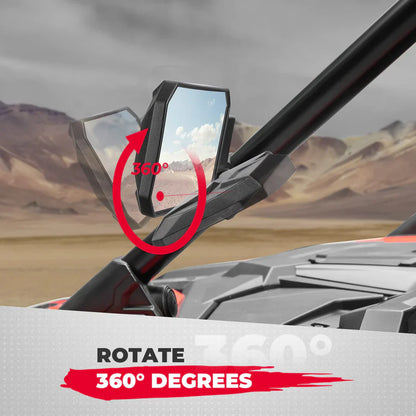 UTV Adjustable & Breakaway Rearview Side Mirrors with 1.6’’ to 2’’ Roll Bar Cage