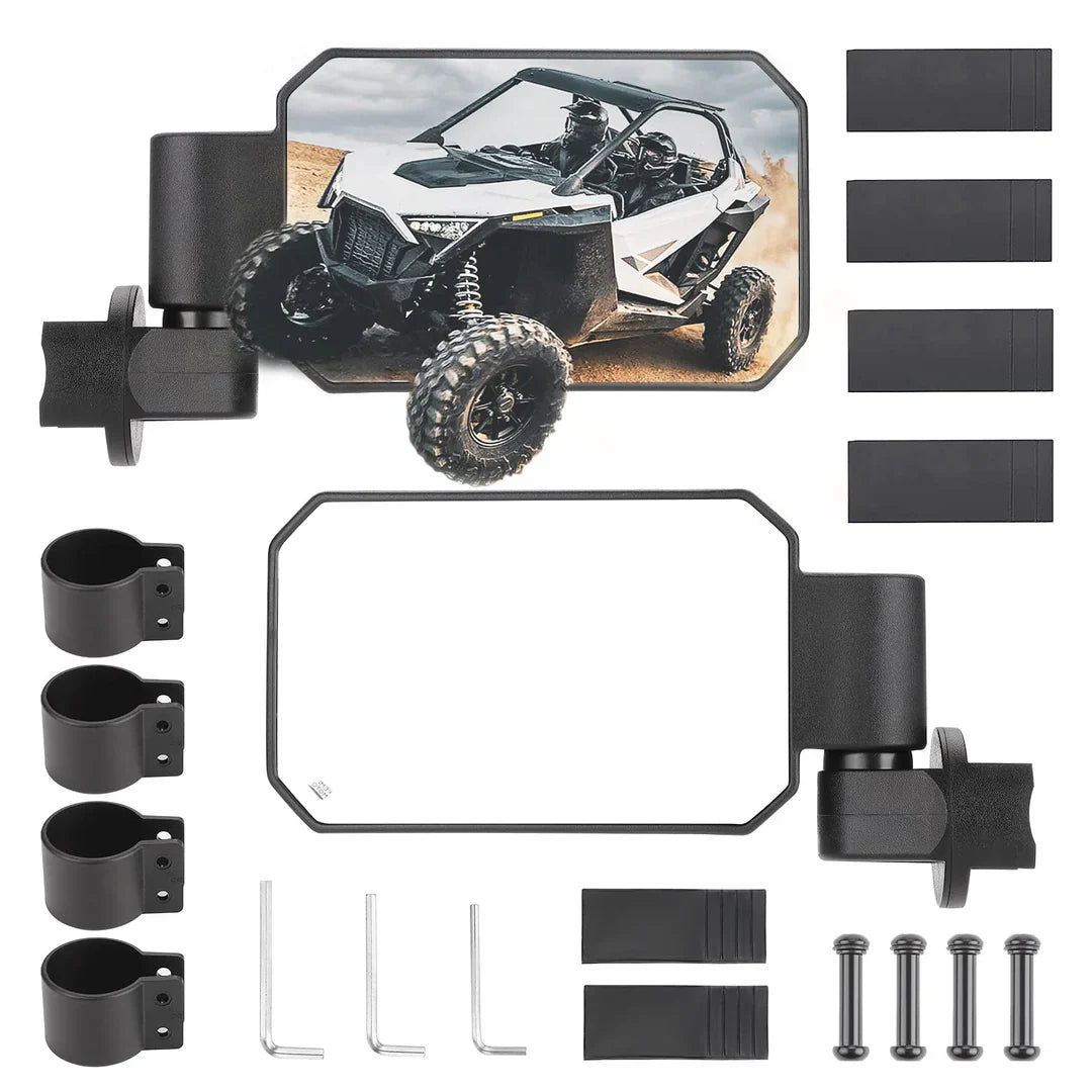 UTV Adjustable & Breakaway Rearview Side Mirrors with 1.6’’ to 2’’ Roll Bar Cage