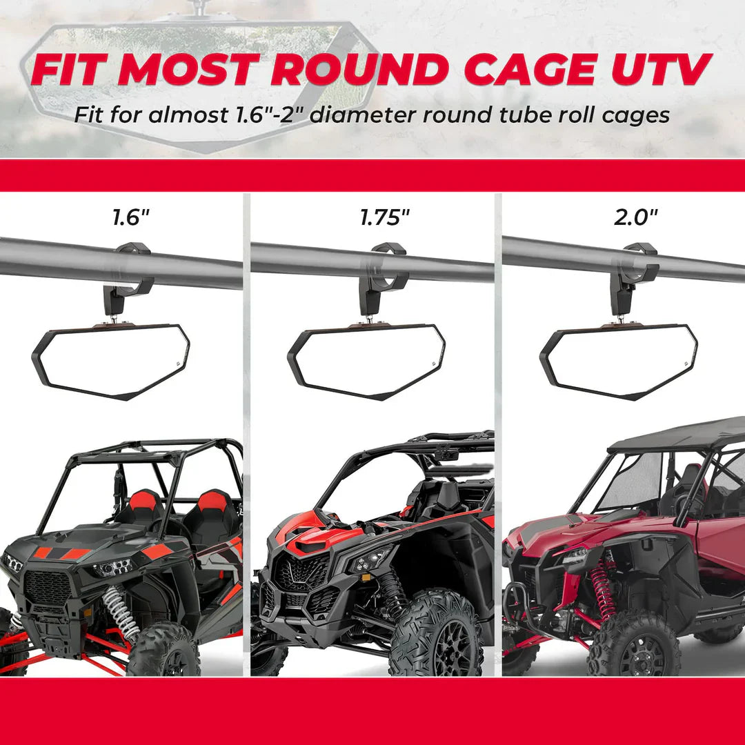 UTV Rear View Mirror for 1.6’’-2’’ Roll Bar Cages