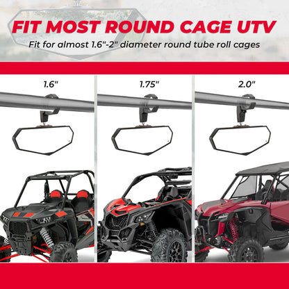 UTV Rear View Mirror for 1.6’’-2’’ Roll Bar Cages