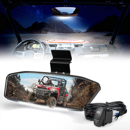 UTV Rear View Mirror with LED Light Fit Polaris Ranger/ Defender 2015-2023