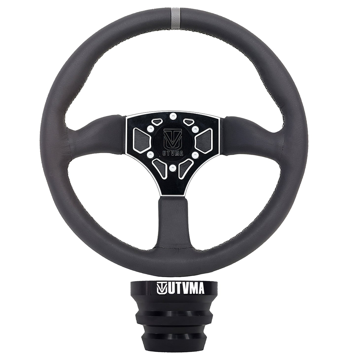 UTVMA Octane Leather Steering Wheel With Hub - White / All Polaris RZR Models / Pro / Turbo R / Pro R / 1000 / 900