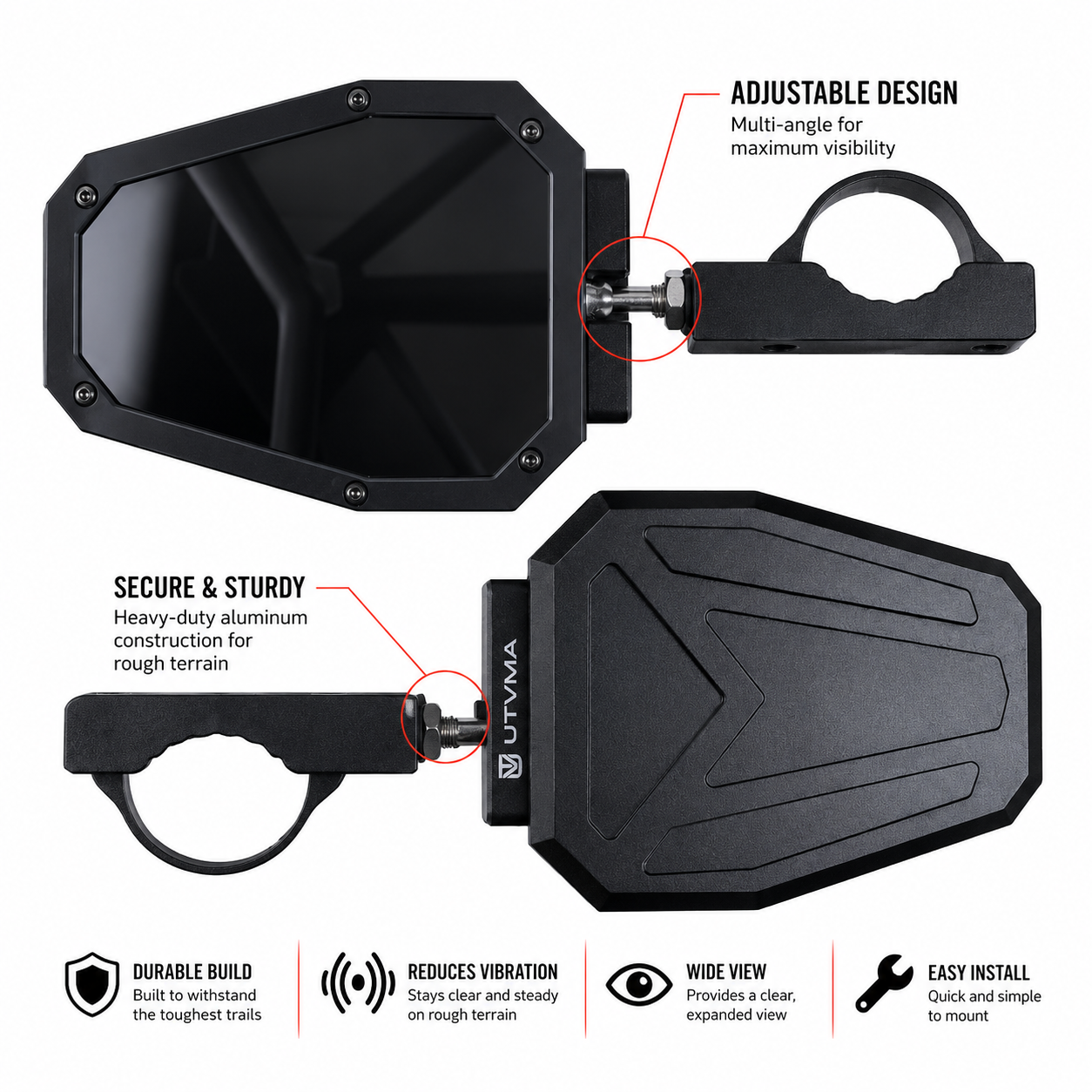 UTVMA Side View Mirrors - Mirrors