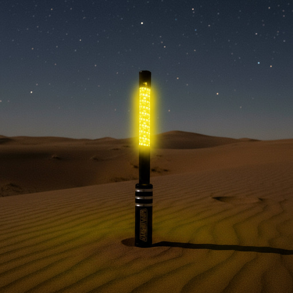 V3 Black Out LED Single Whip | Hex Magnetic Base UTV Light - 1 FT / Yellow - Whip