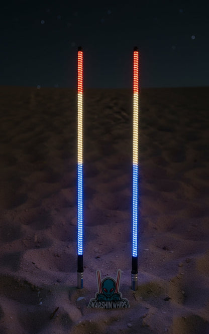 V3 Black Out LED Single Whip | Hex Magnetic Base UTV Light - 4 FT / Red White Blue - Whip