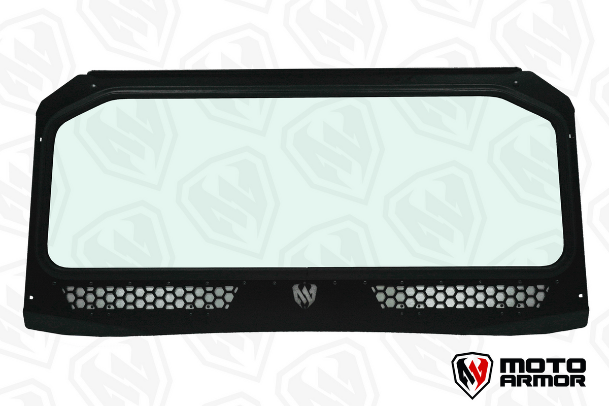 Vented Full Glass Windshield for Polaris General Black - Glass Front Windshield