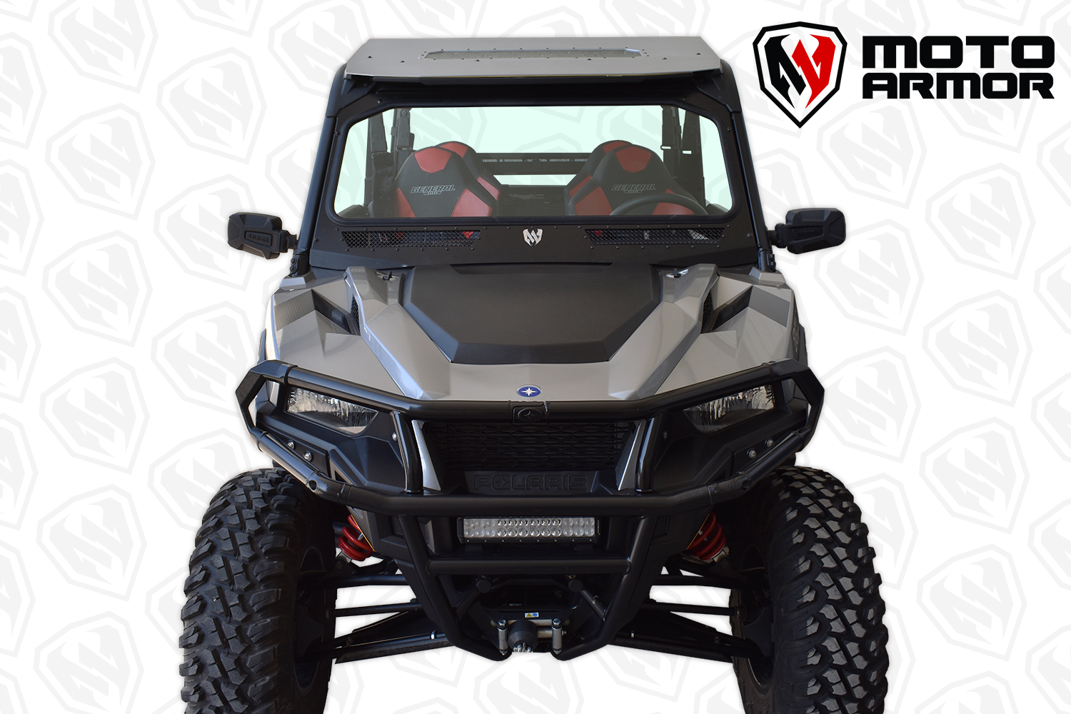 Vented Full Glass Windshield for Polaris General Black - Glass Front Windshield
