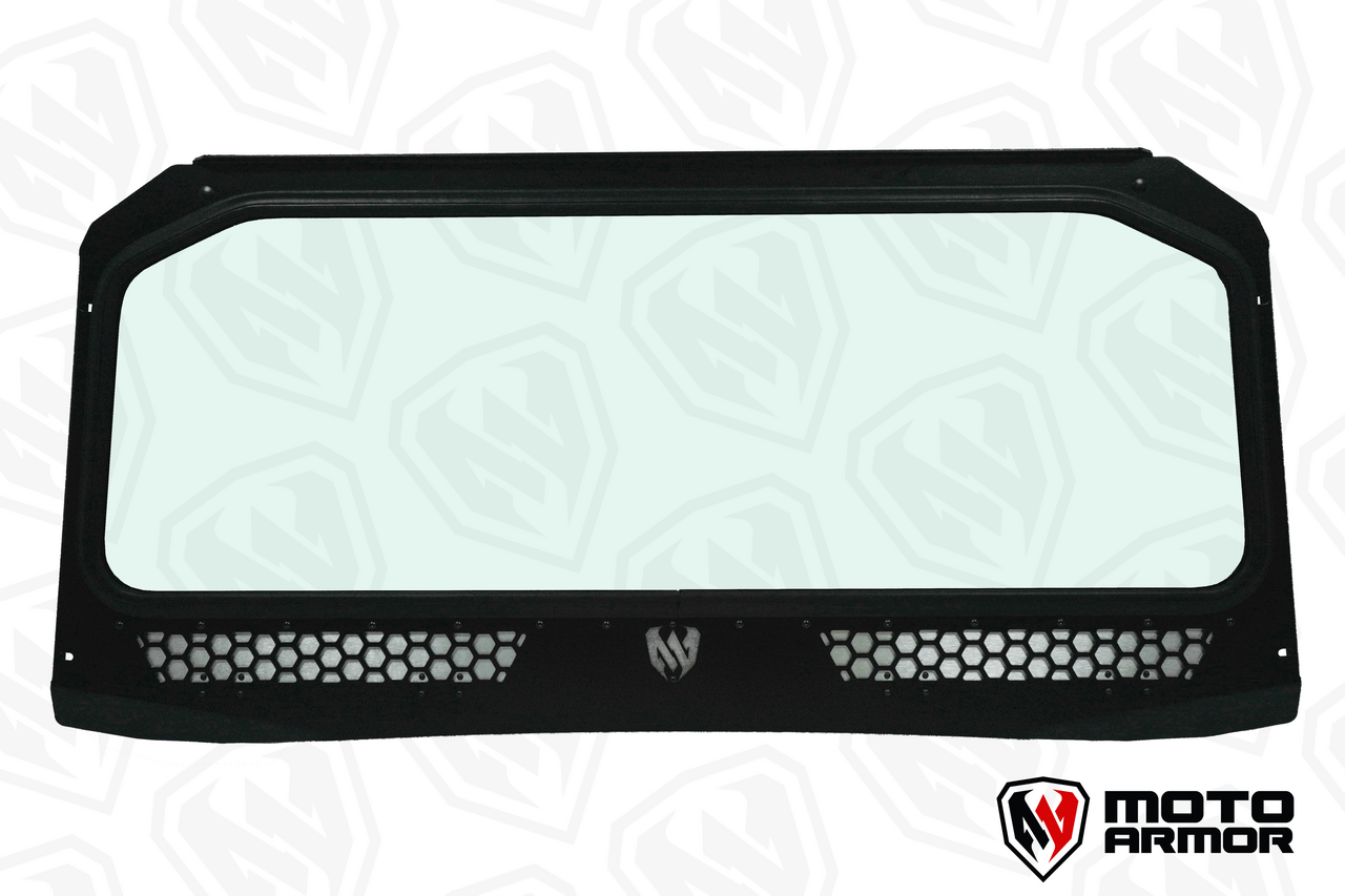 Vented Full Glass Windshield for Polaris General Black - Glass Front Windshield