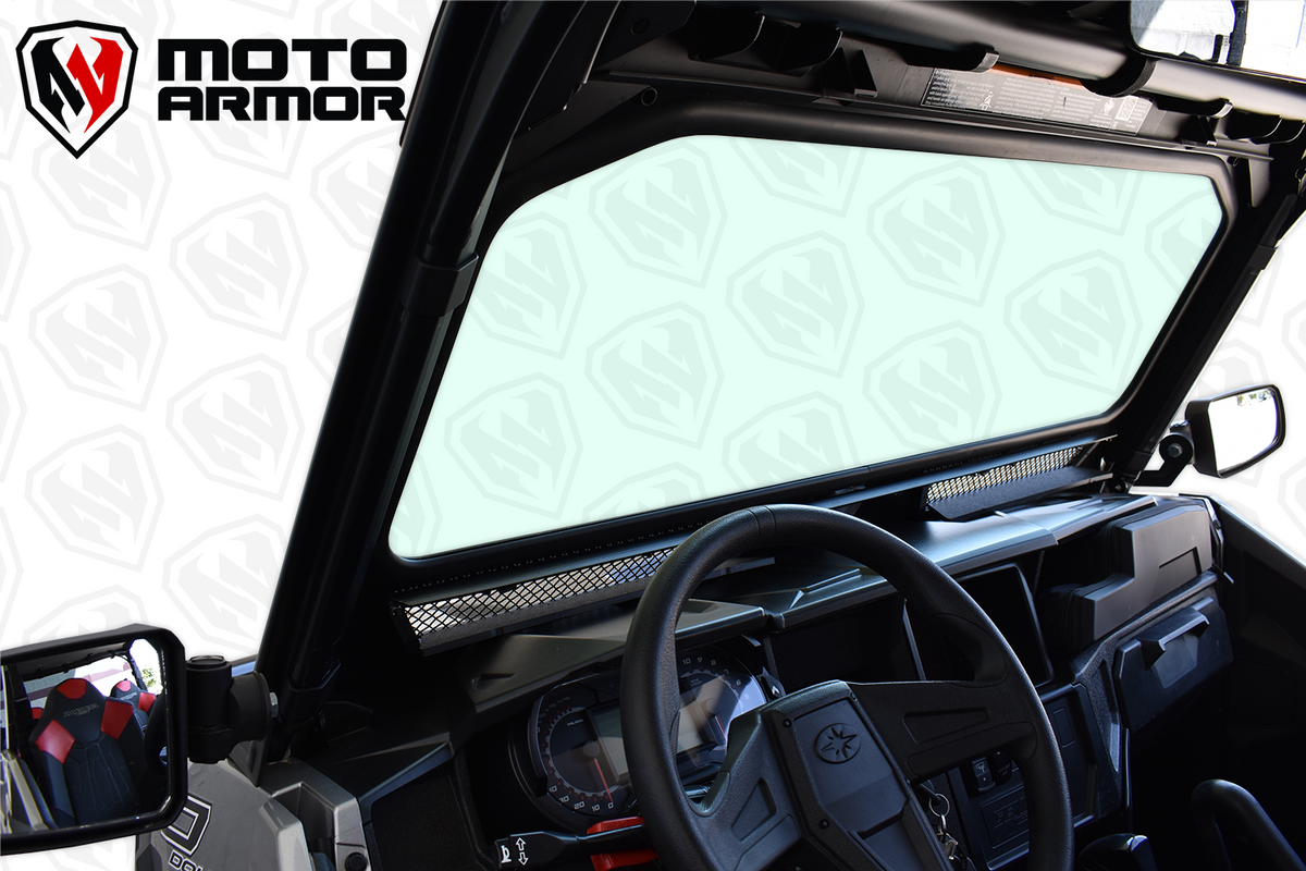Vented Full Glass Windshield for Polaris General Black - Glass Front Windshield